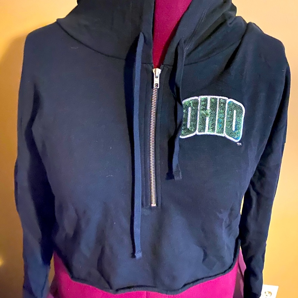 PINK Ohio University Cropped Pullover Hoodie NWT